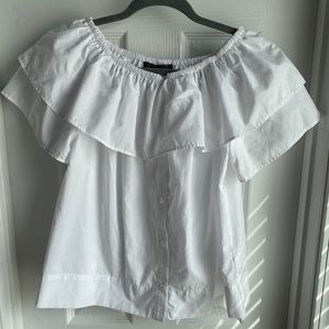 BEBE Off the Shoulder Ruffle Top